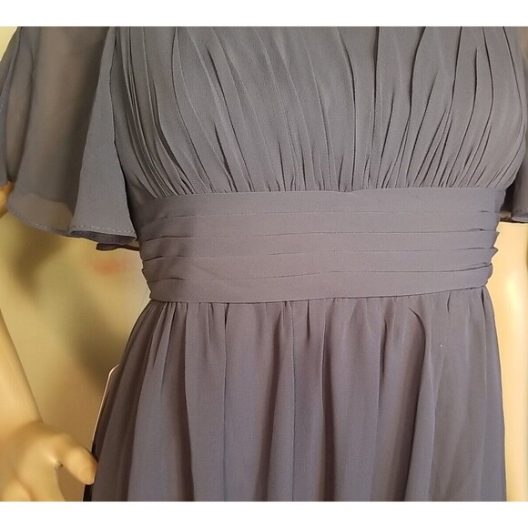 Azazie Juniors 14 Temeka A Lined Ruched Chiffon Dress Color Stormy Prom Wedding - Picture 7 of 13